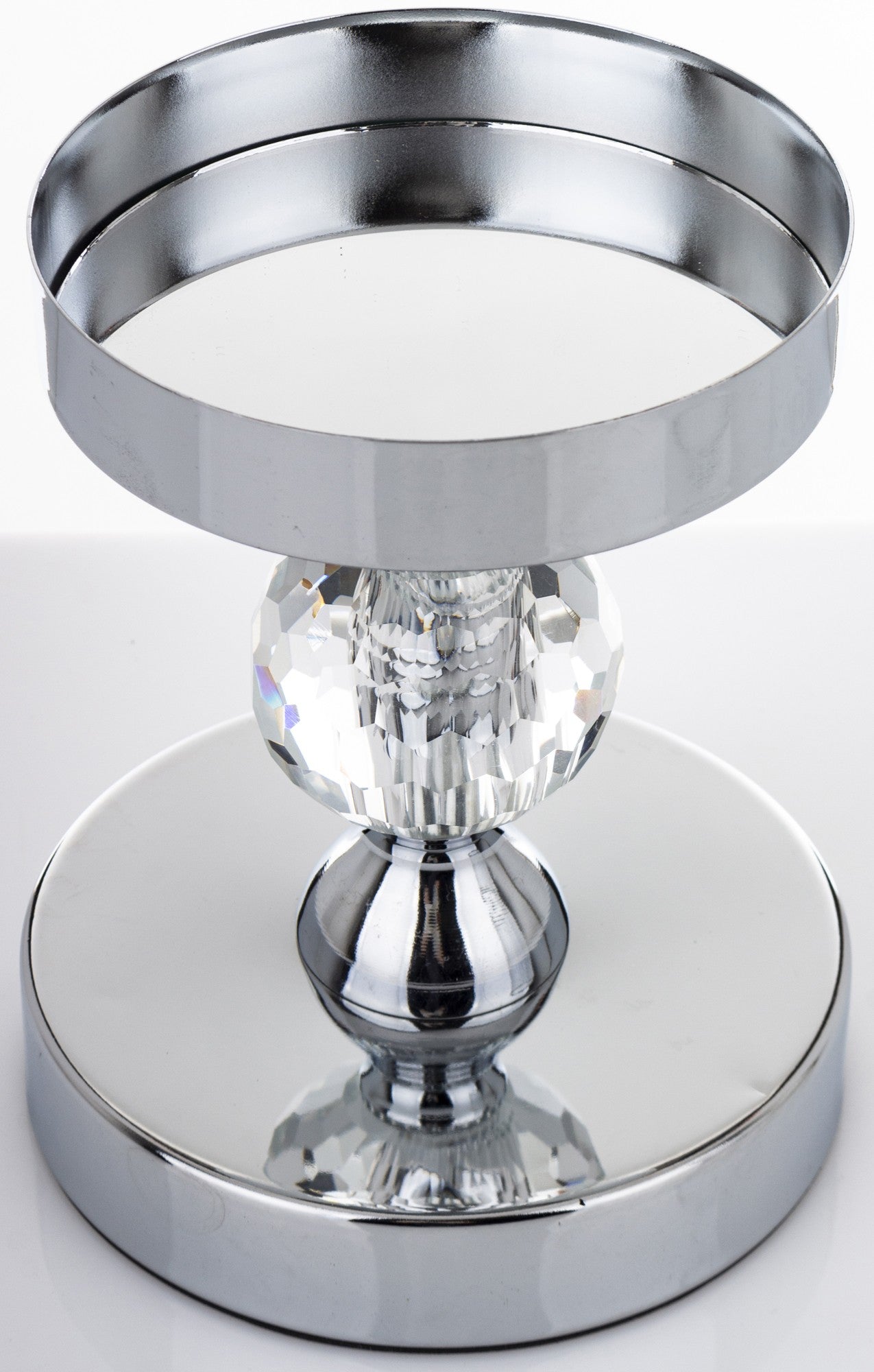Sfeșnic argintiu cu bilă de cristal 27,5x12x12 cm