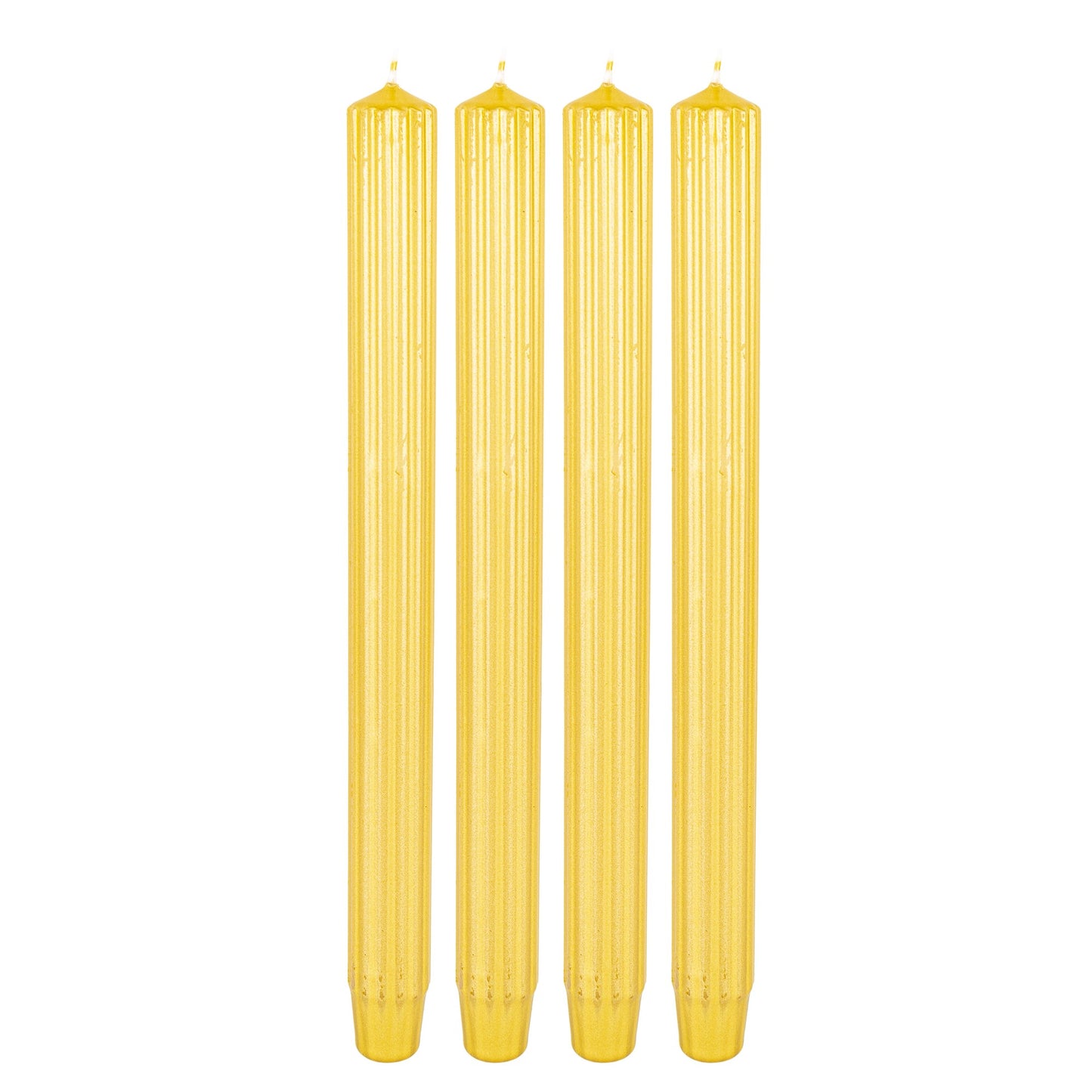 Set 4 lumânări aurii 30x2,5x2,5 cm, ideal pentru o atmosferă elegantă de sărbători.