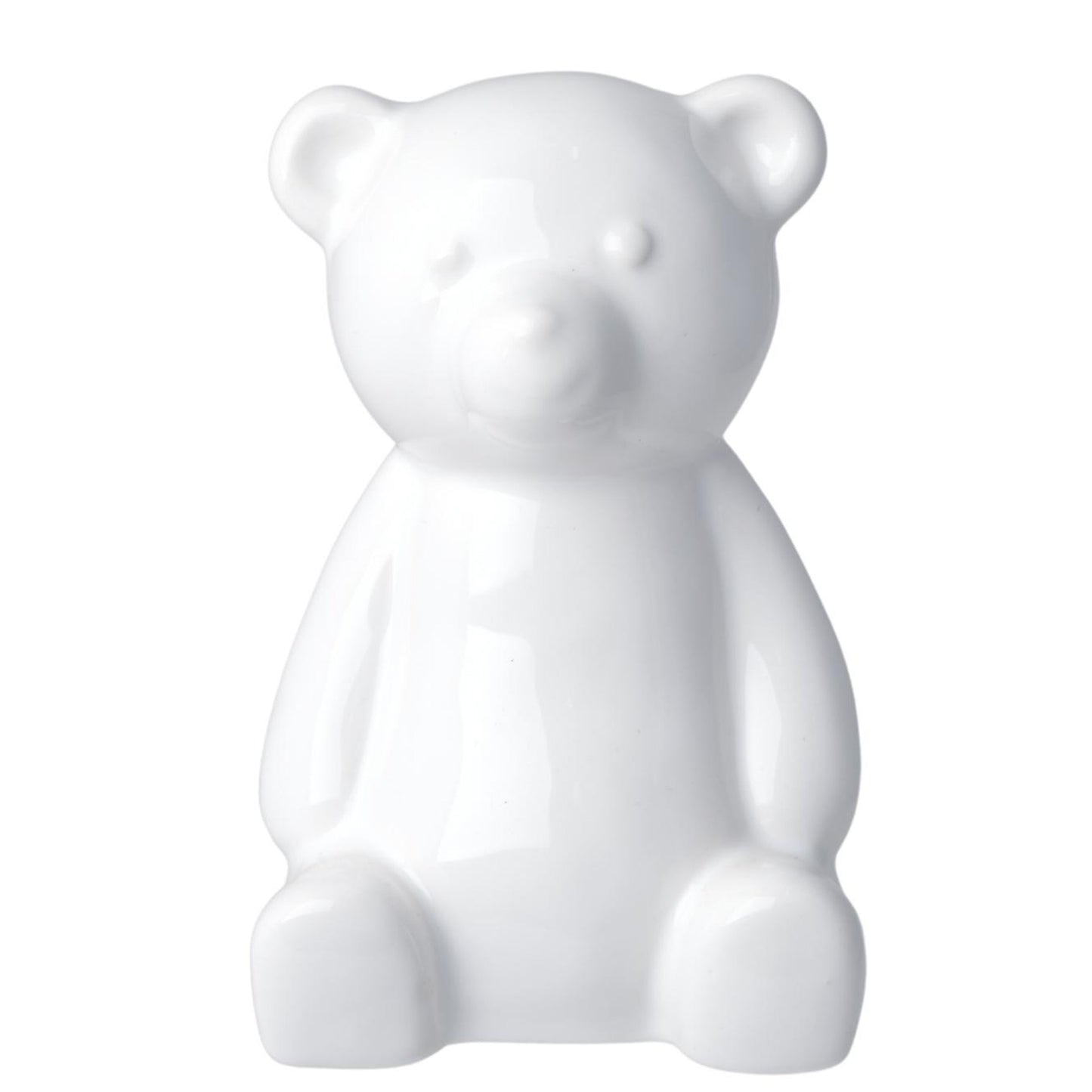 Pușculiță ursuleț din ceramică albă, 11x13x19 cm, cu design drăguț și practic, perfectă pentru decor și pentru economisirea banilor, potrivită pentru camera copiilor.
