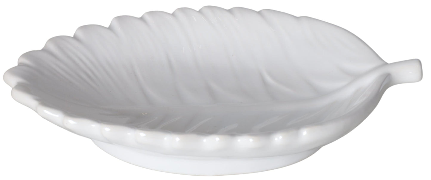 Farfurie ceramică frunză albă, perfectă pentru cadouri și decoruri delicate.