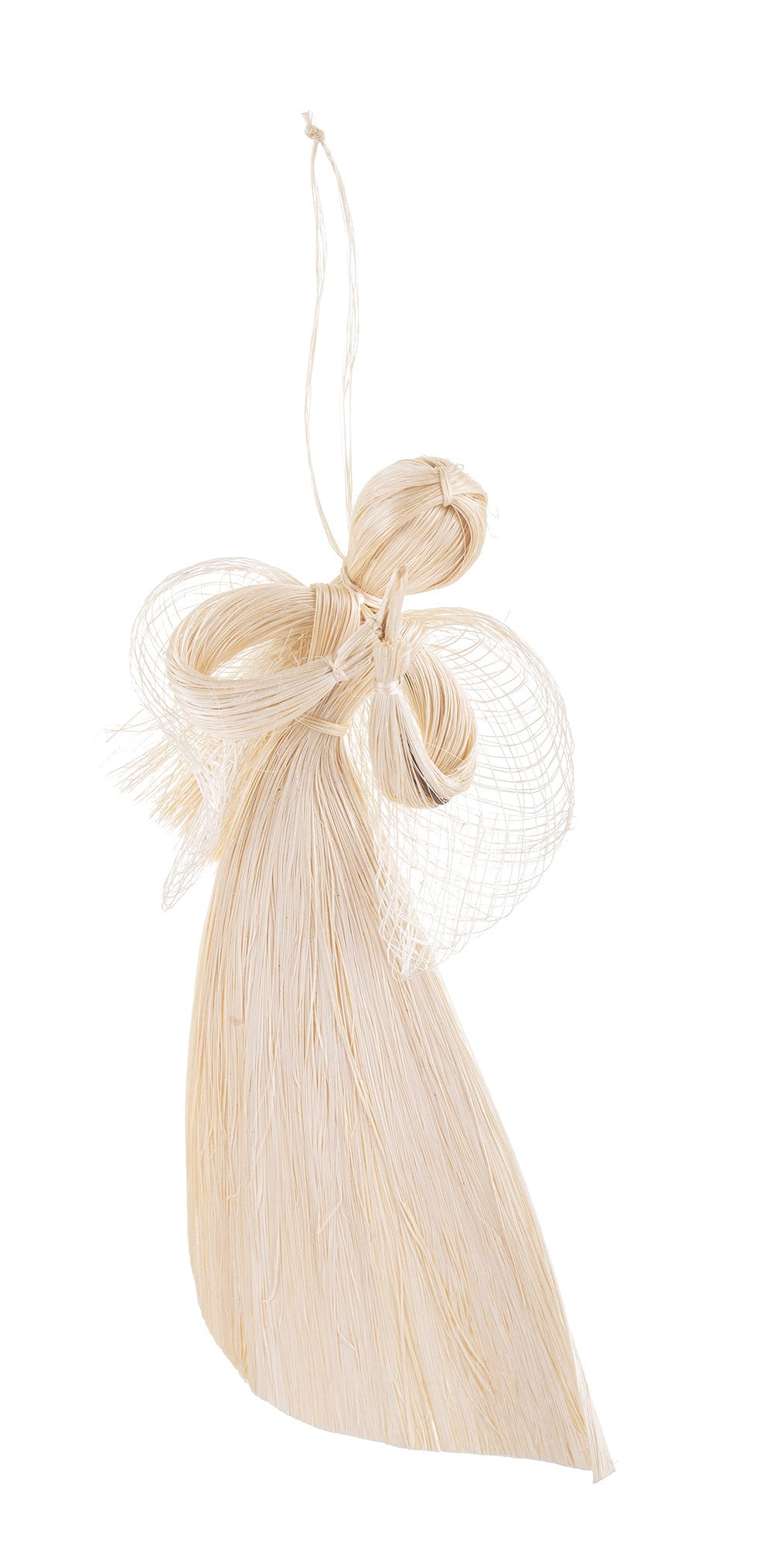 Figurină înger din paie, dimensiuni 15 cm, perfectă pentru decoruri de Crăciun, aducând un aer elegant și festiv în orice încăpere.