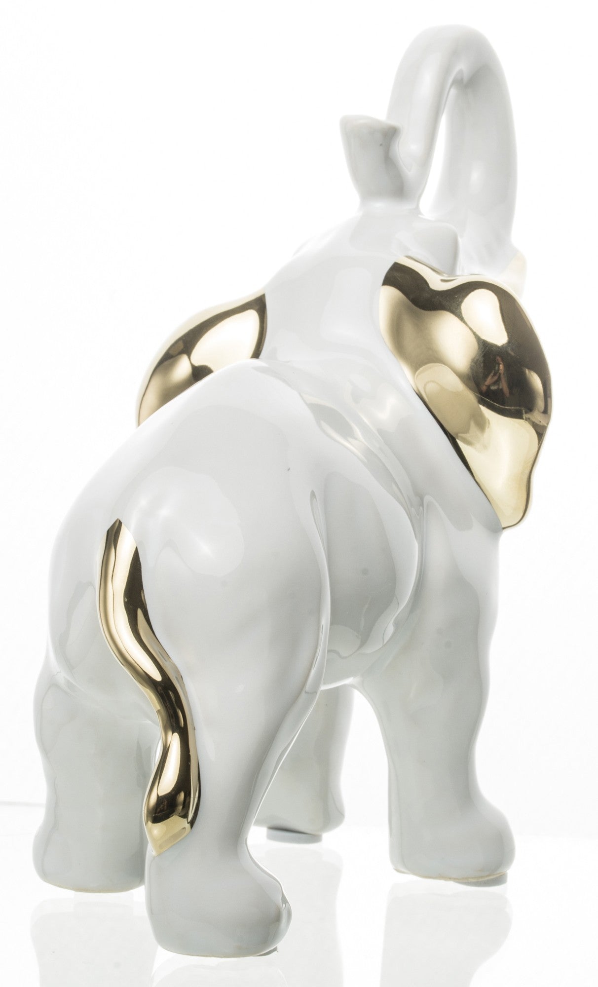 Figurină elefant alb auriu 17 cm