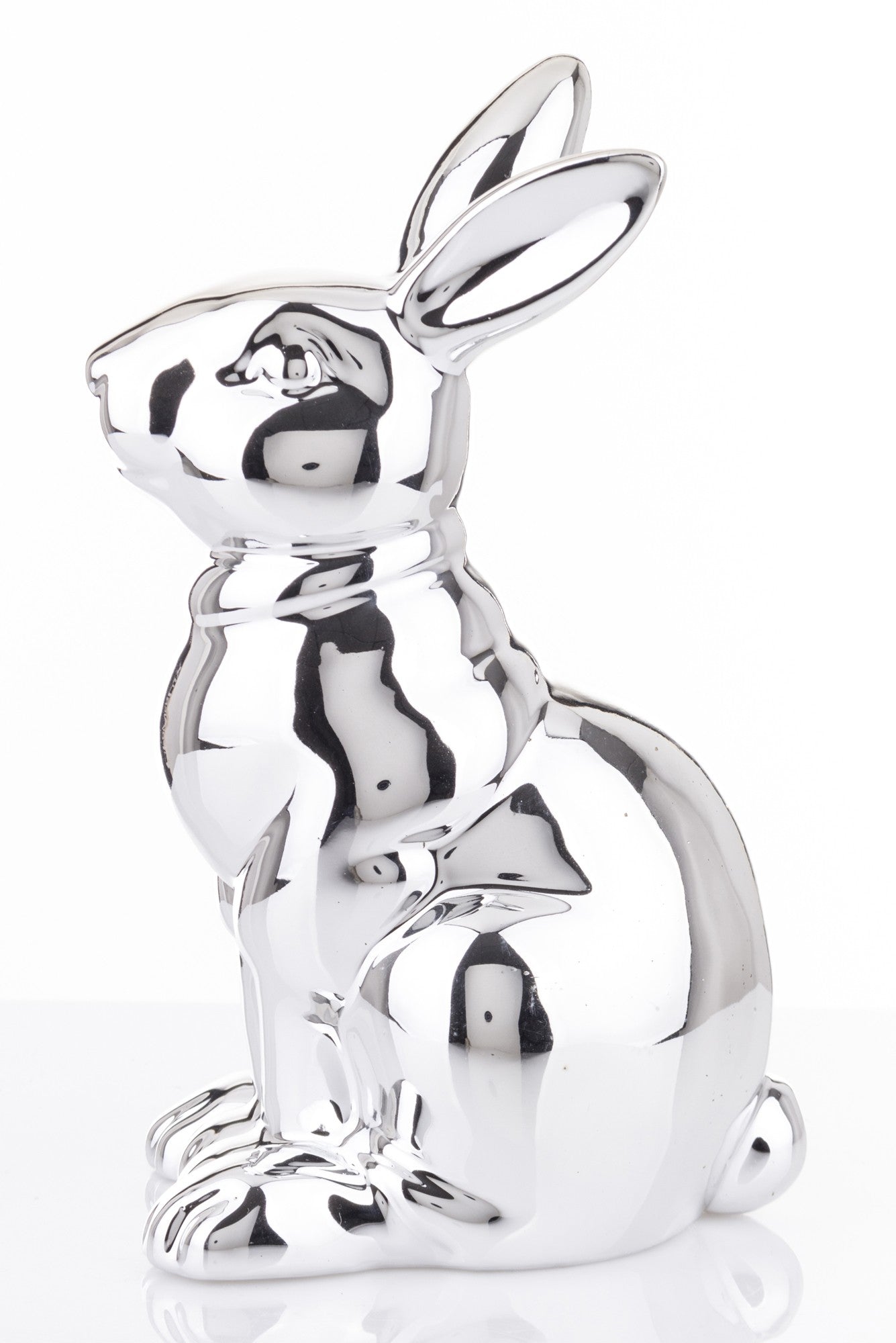 Figurină iepure ceramică argintiu mare 21x10x12 cm