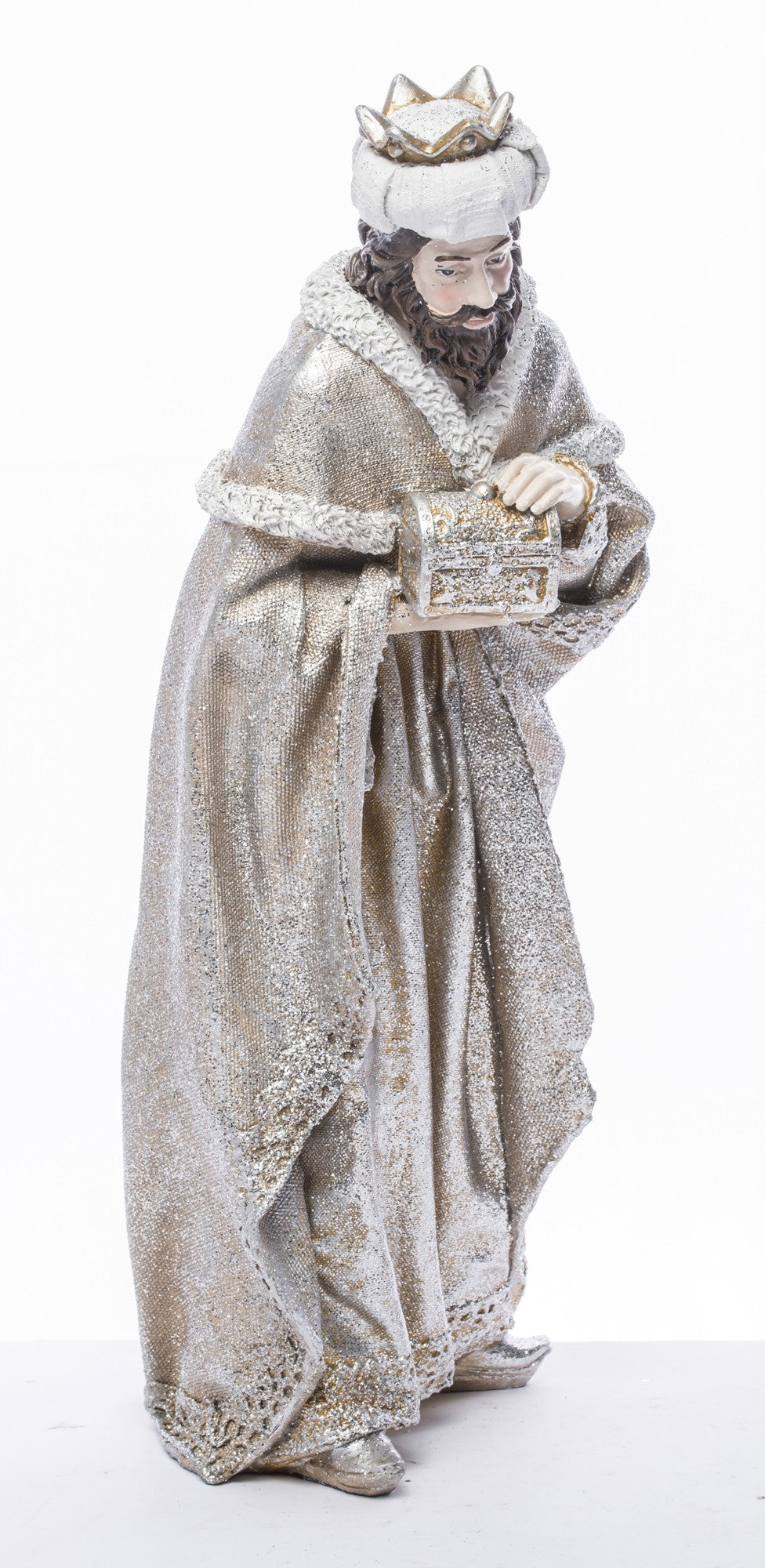 Figurină înger mare alb patină 40,5x14x13 cm – decor spiritual