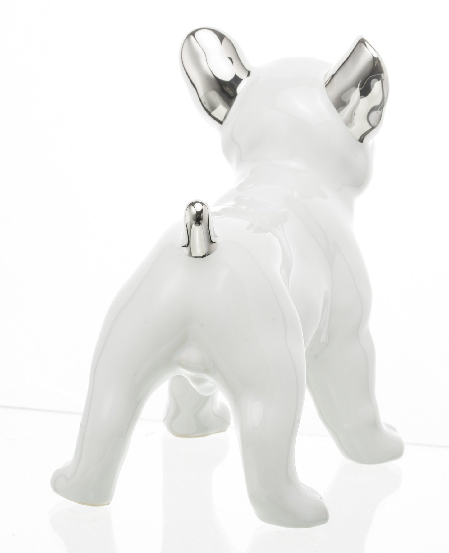 Figurină buldog alb ceramică 15x18x10 cm