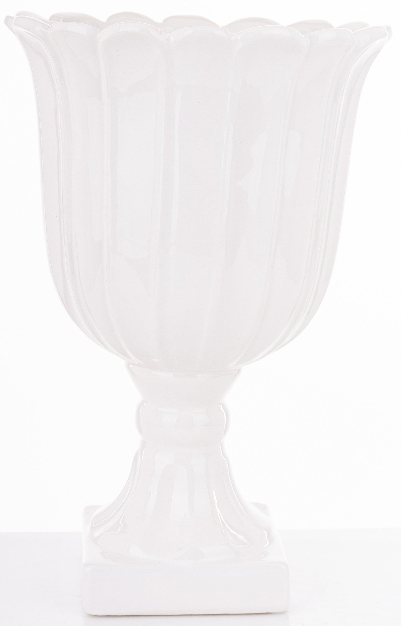 Vază albă din ceramică cu picior 36x23x23 cm