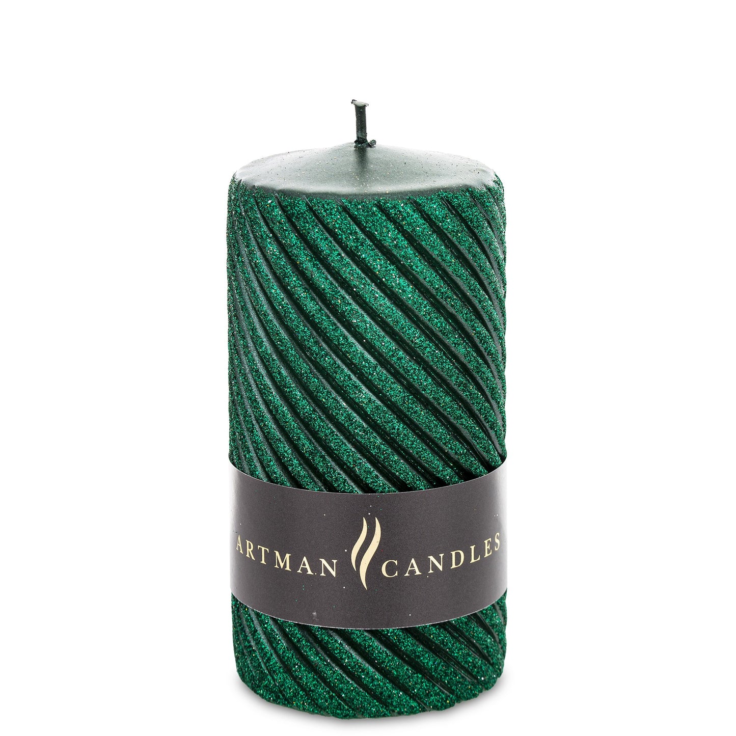 Lumânare verde cu sclipici 14x7x7 cm