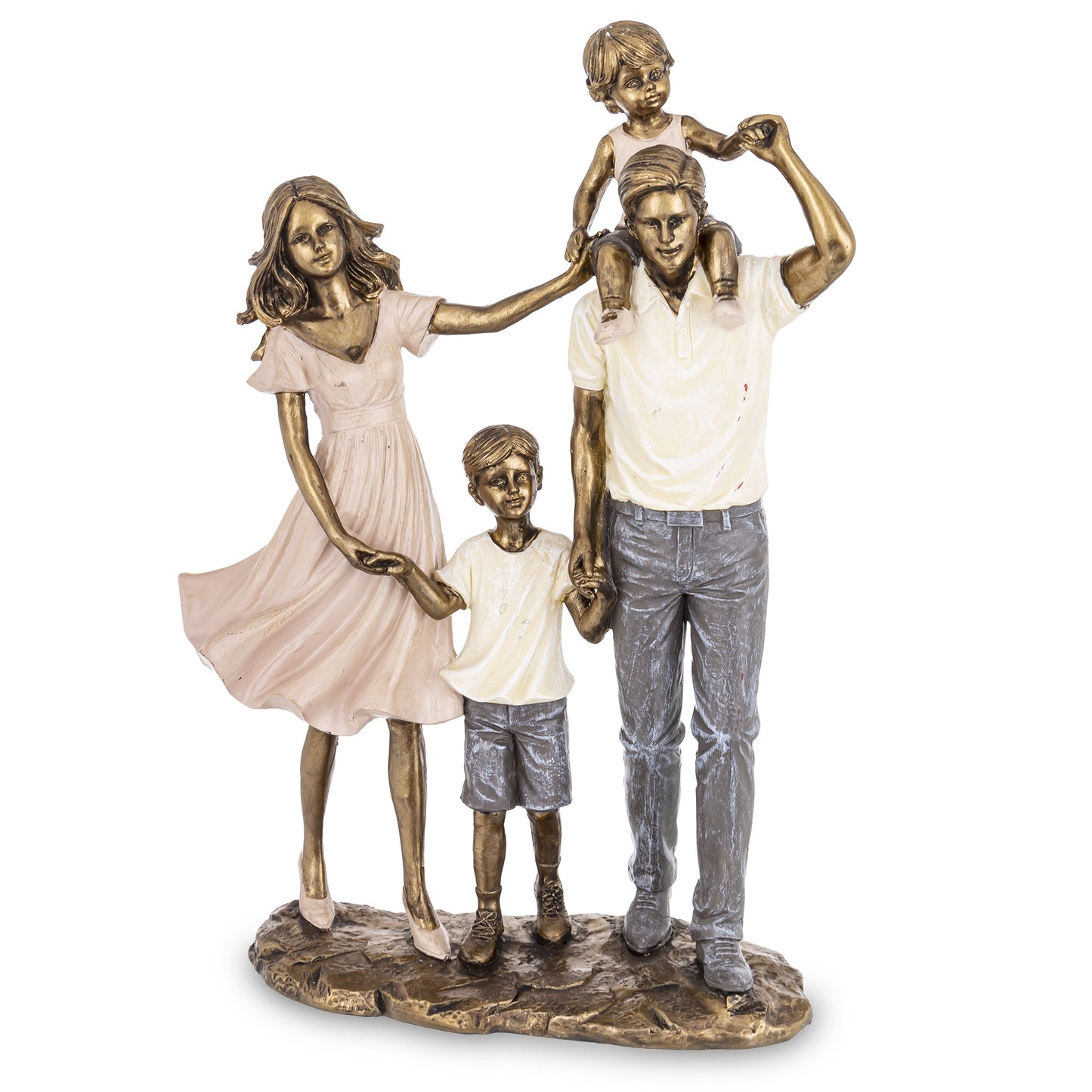 Figurină familie cu copii din rășină, ornament decorativ emoționant, cadou simbolic pentru casă și familie