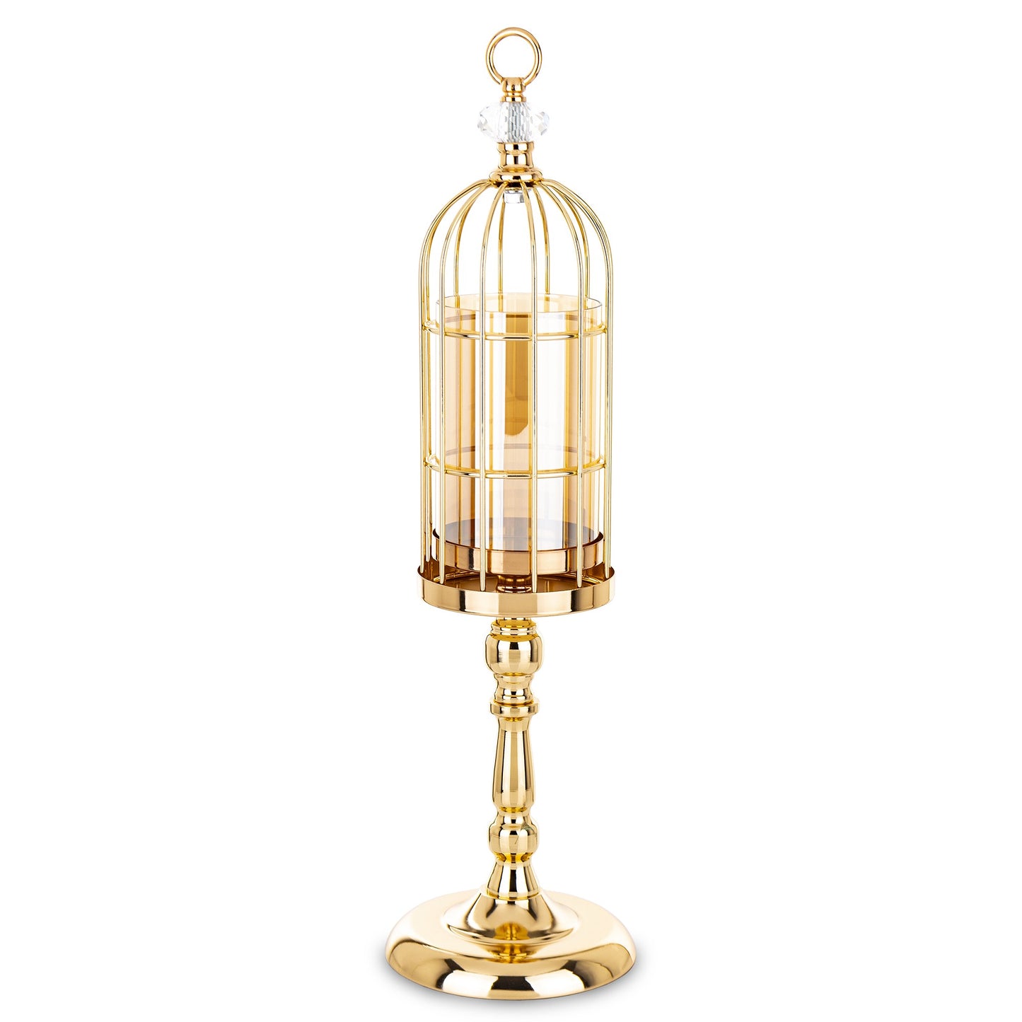 Sfeșnic auriu fumuriu cu grilaj 57x16x16 cm, decor sofisticat și cadou, mentha - flori, cadouri și decorațiuni