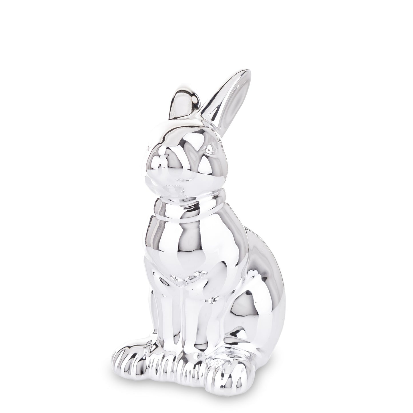 Figurină iepure ceramică argintiu 16x10x8 cm, decor elegant și cadou, mentha - flori, cadouri și decorațiuni