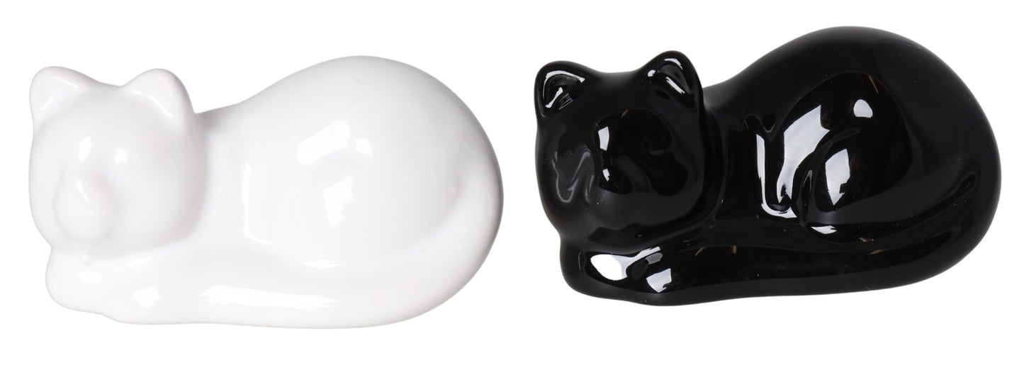 Figurină pisică albă ceramică 8 cm, ornament decorativ mic și elegant, perfect pentru colecții sau decor minimalist.