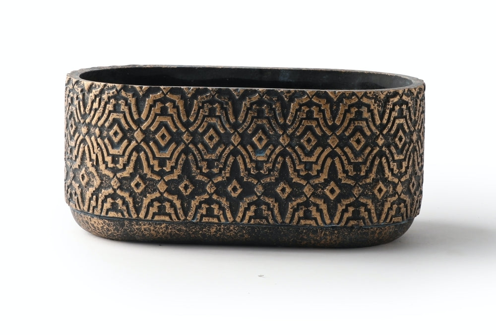Ghiveci ceramică oval 15 cm, suport decorativ elegant pentru plante mici.