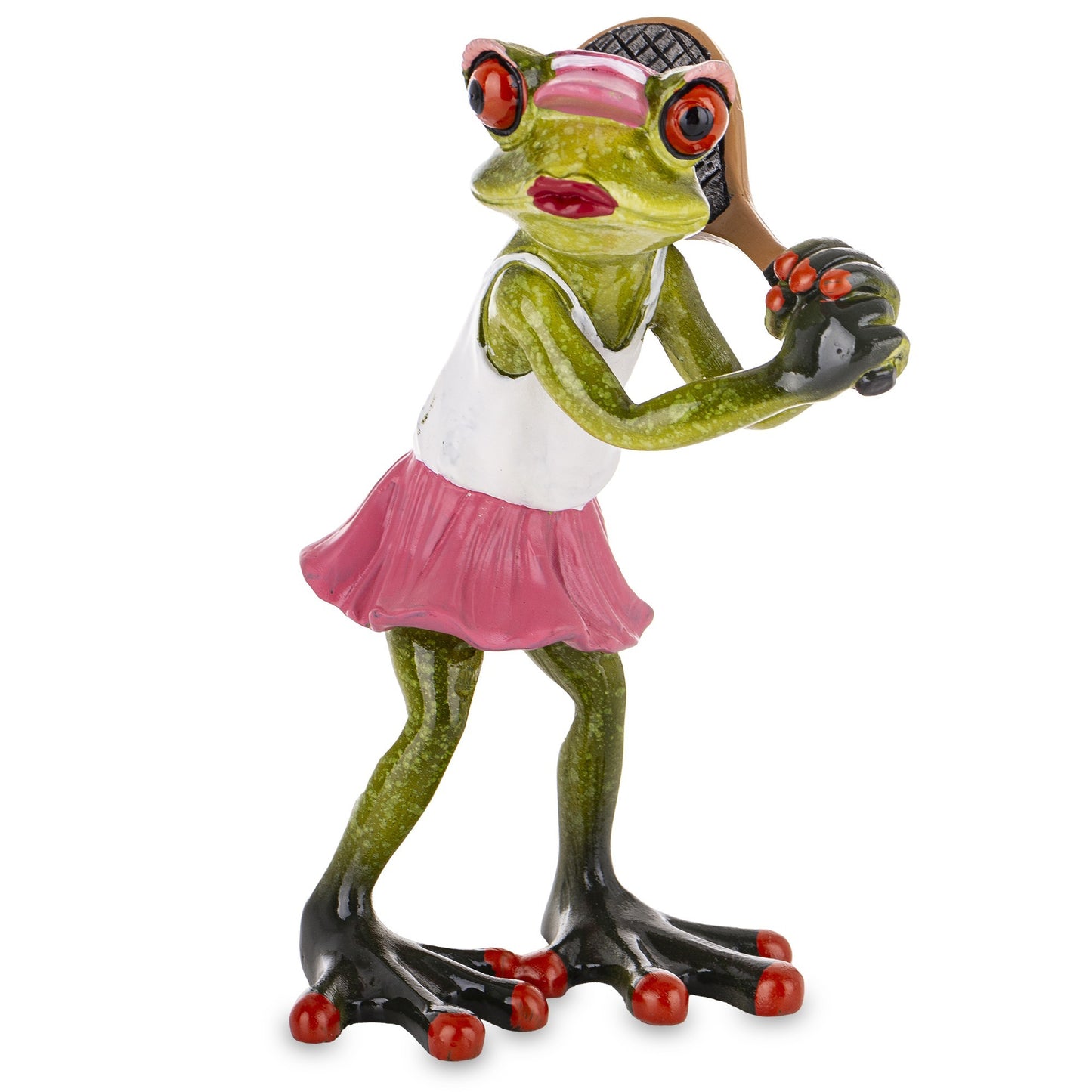 Figurină broască jucătoare de tenis 15x9x9,5 cm