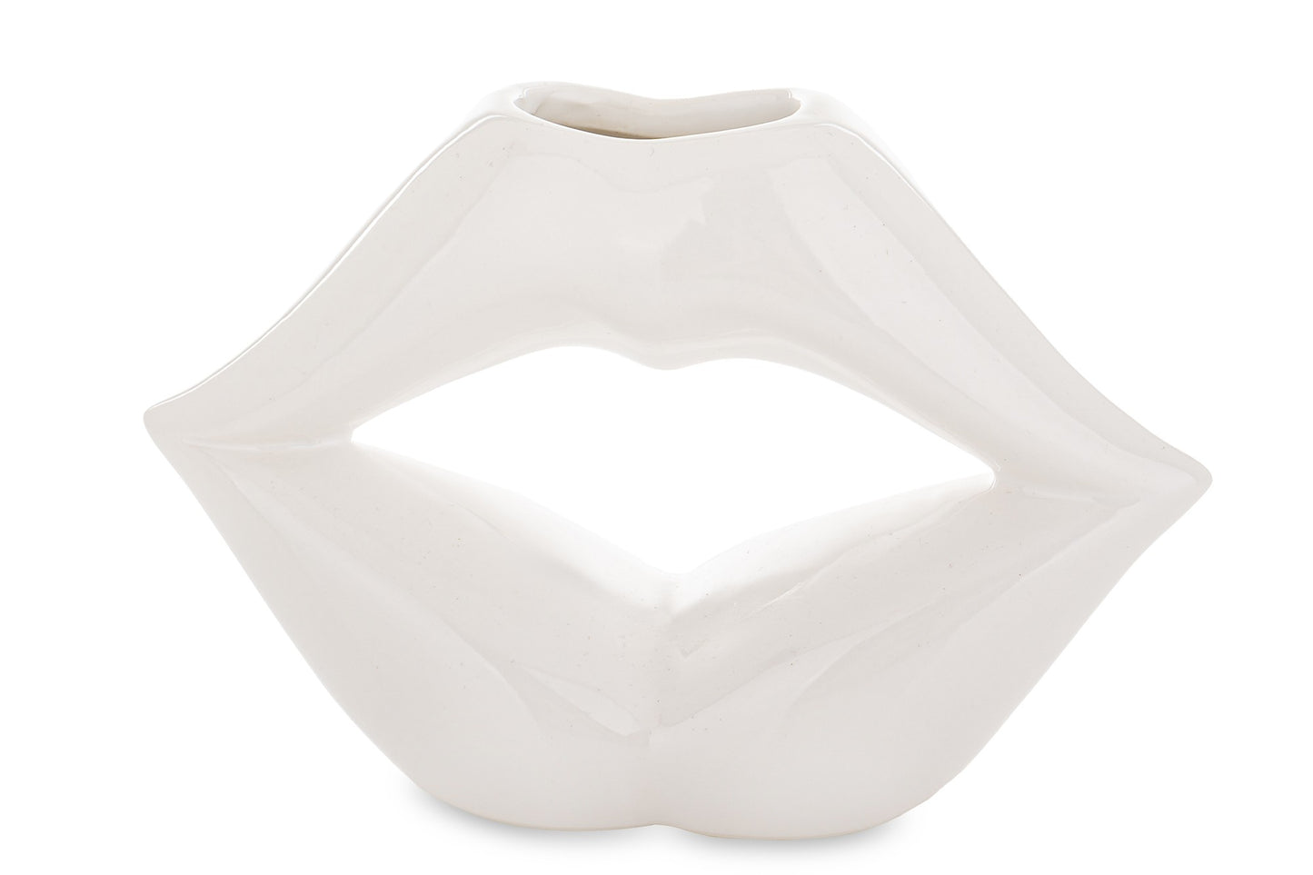 Vază buze ceramică 10,5x15x5,5 cm, ornament modern pentru flori naturale și artificiale, decor elegant pentru living și birou, cadou original și stilat pentru ocazii speciale, atmosferă sofisticată