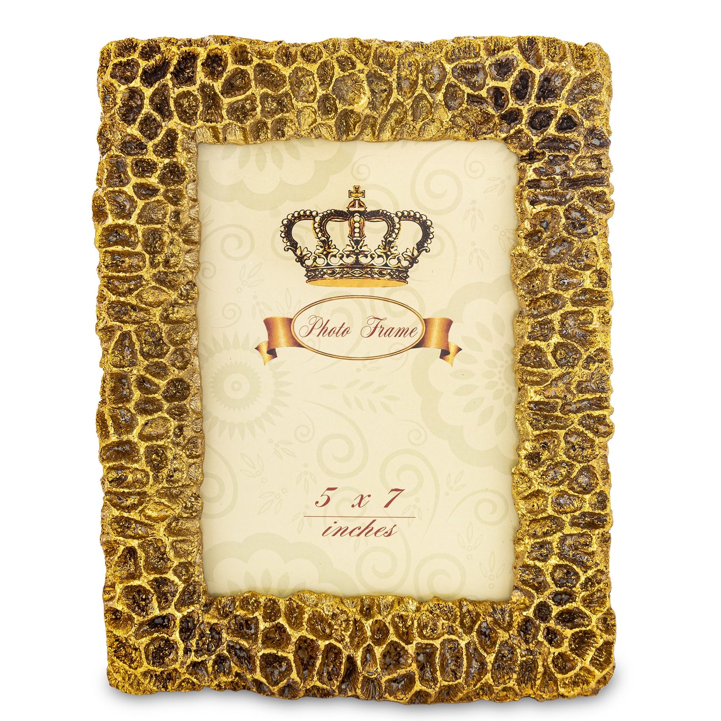 Ramă foto aurie 24x19x12-3 cm, din rășină, pentru foto 13x18 cm, elegantă și rafinată.
