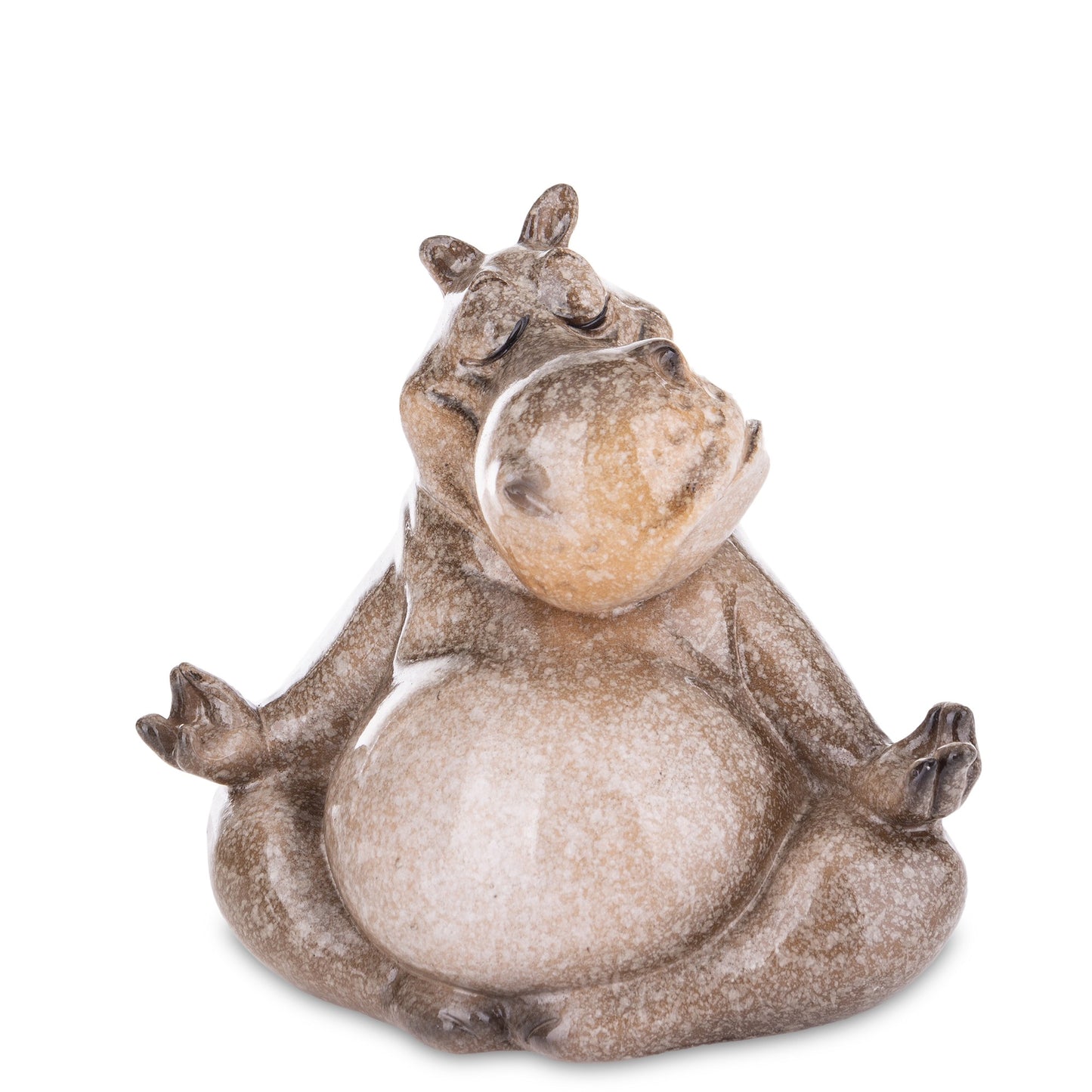 Figurină hipopotam yoga din rășină, 10,5x12x7,5cm, obiect decorativ amuzant și relaxant.