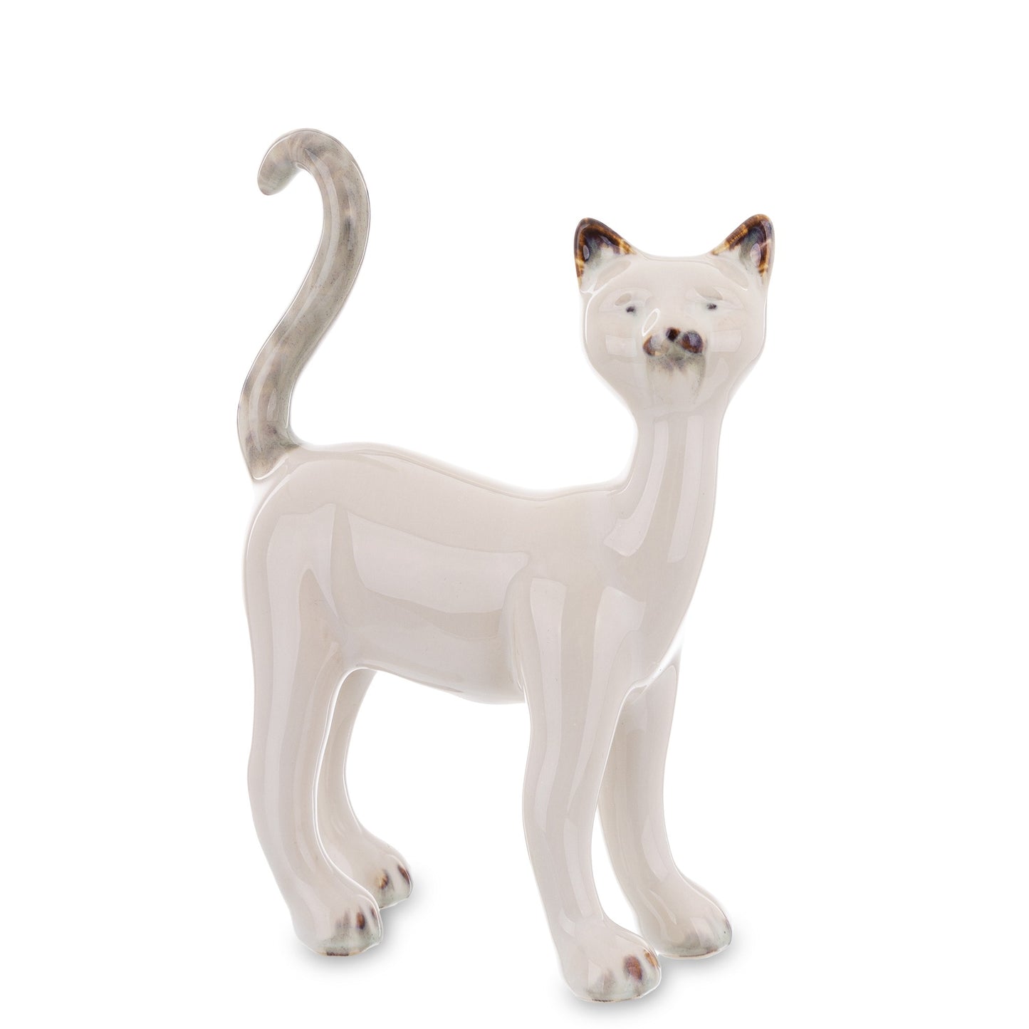 Figurină pisică ceramică 16 cm, ornament decorativ simplu și elegant pentru casă sau cadou.