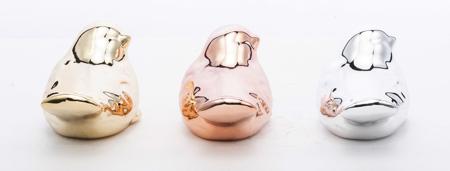 Pasăre ceramică aurie 6x5,5x9 cm – decor elegant