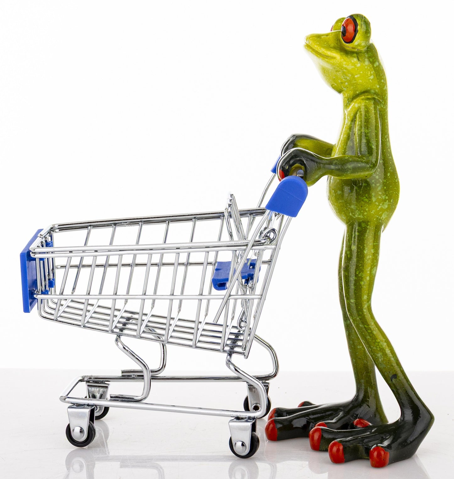 Figurină broască la cumpărături