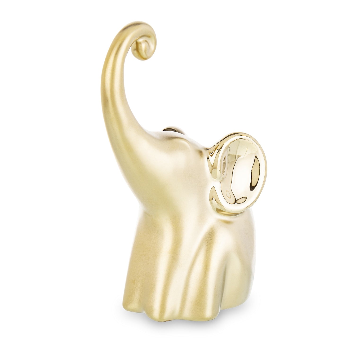 Elefant ceramică auriu, 15,5x6,5x11 cm, decor elegant și cadou special.