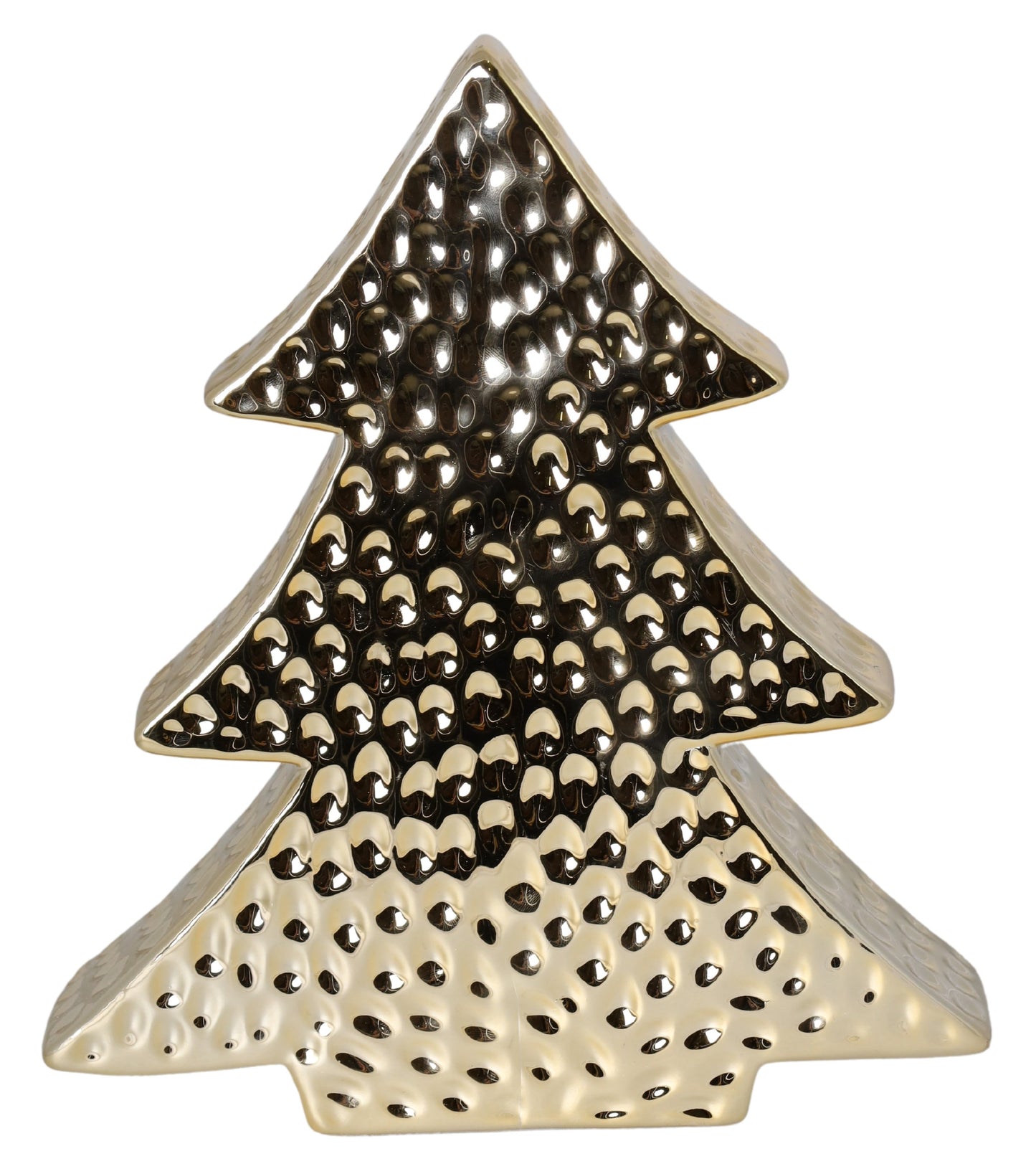 Brad ceramică auriu (22x6x25 cm), decor festiv de Crăciun cu finisaj elegant