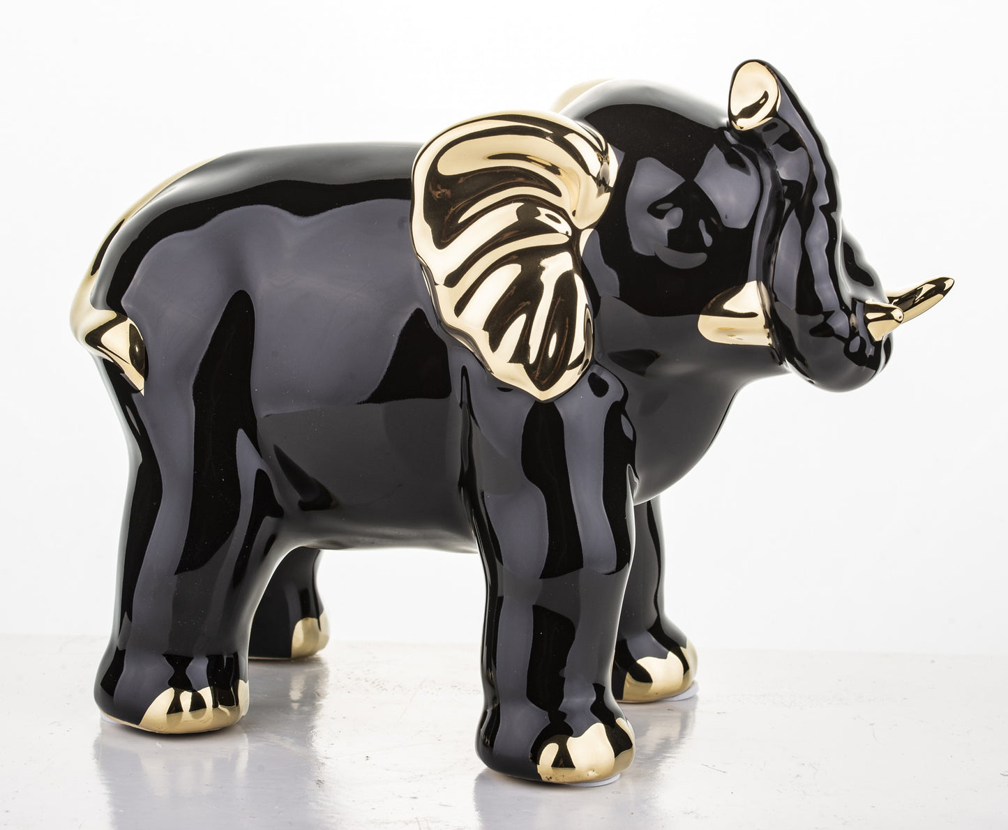 Figurină elefant negru auriu 15,5x18x9,5 cm