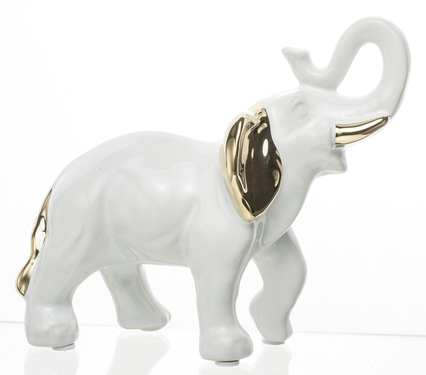 Figurină elefant alb auriu 17 cm