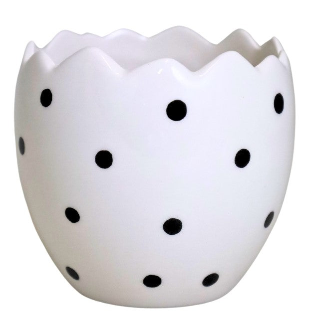 Coș ceramică alb negru cu toartă, 15x15x18 cm, decor și cadou.