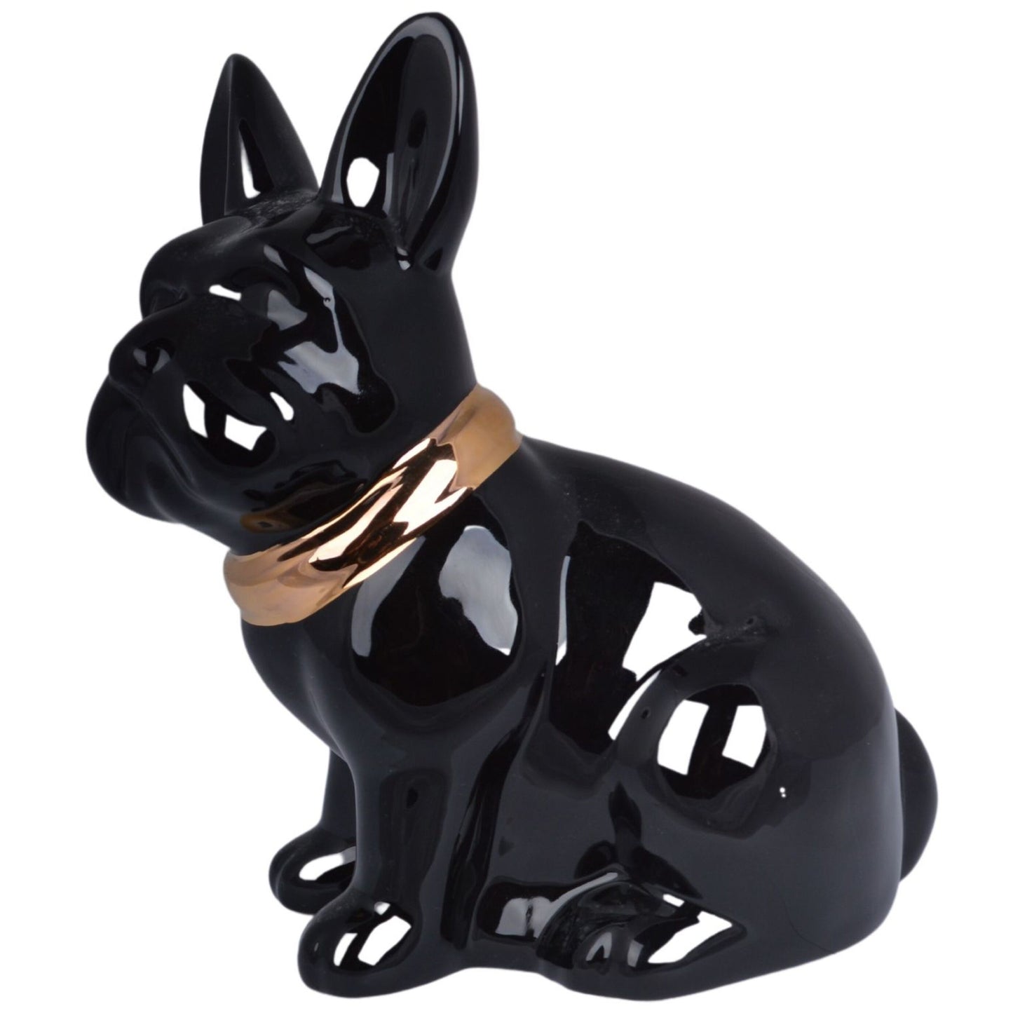 Pușculiță buldog ceramică negru 18 cm