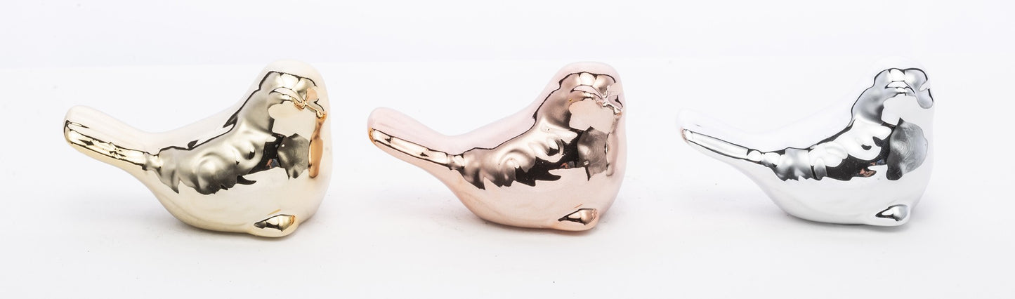 Pasăre ceramică aurie 6x5,5x9 cm – decor elegant
