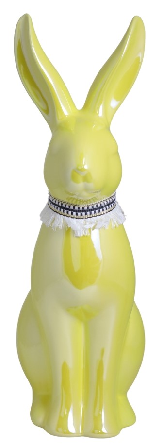 Iepure ceramică roz pastel, 9x13x28 cm, decor delicat și cadou.