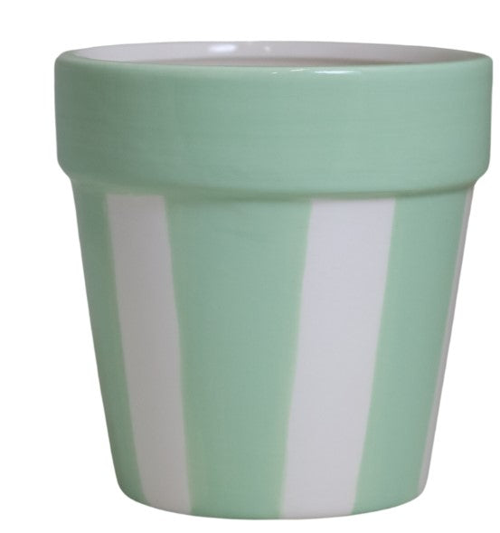 Ghiveci suport ceramică roz pastel mic, 13x13x13 cm, plante mici și decor delicat.