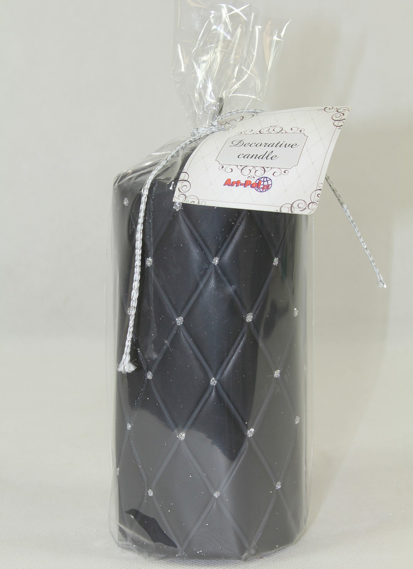 Lumânare neagră cu pietre 15x7x7 cm