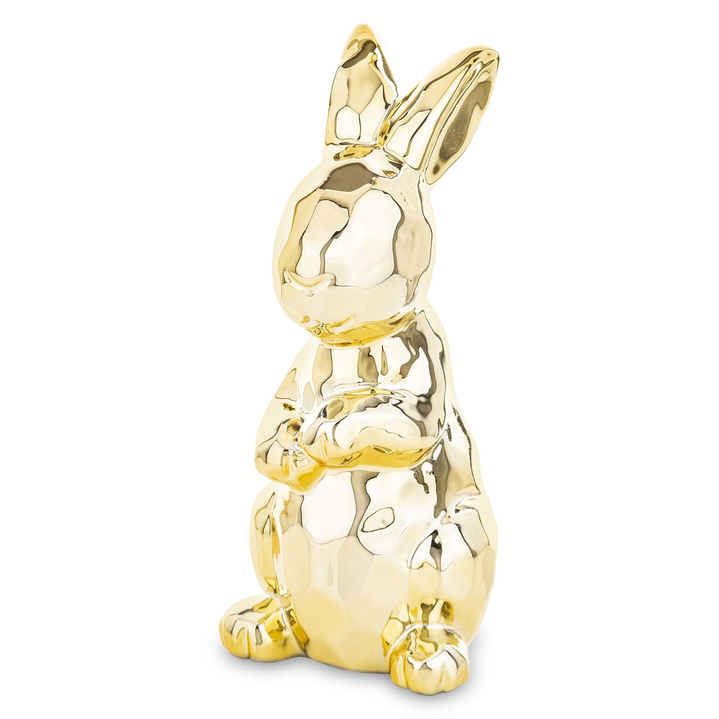 Iepure ceramic auriu 20x8,5x10 cm, decor elegant și cadou, mentha - flori, cadouri și decorațiuni