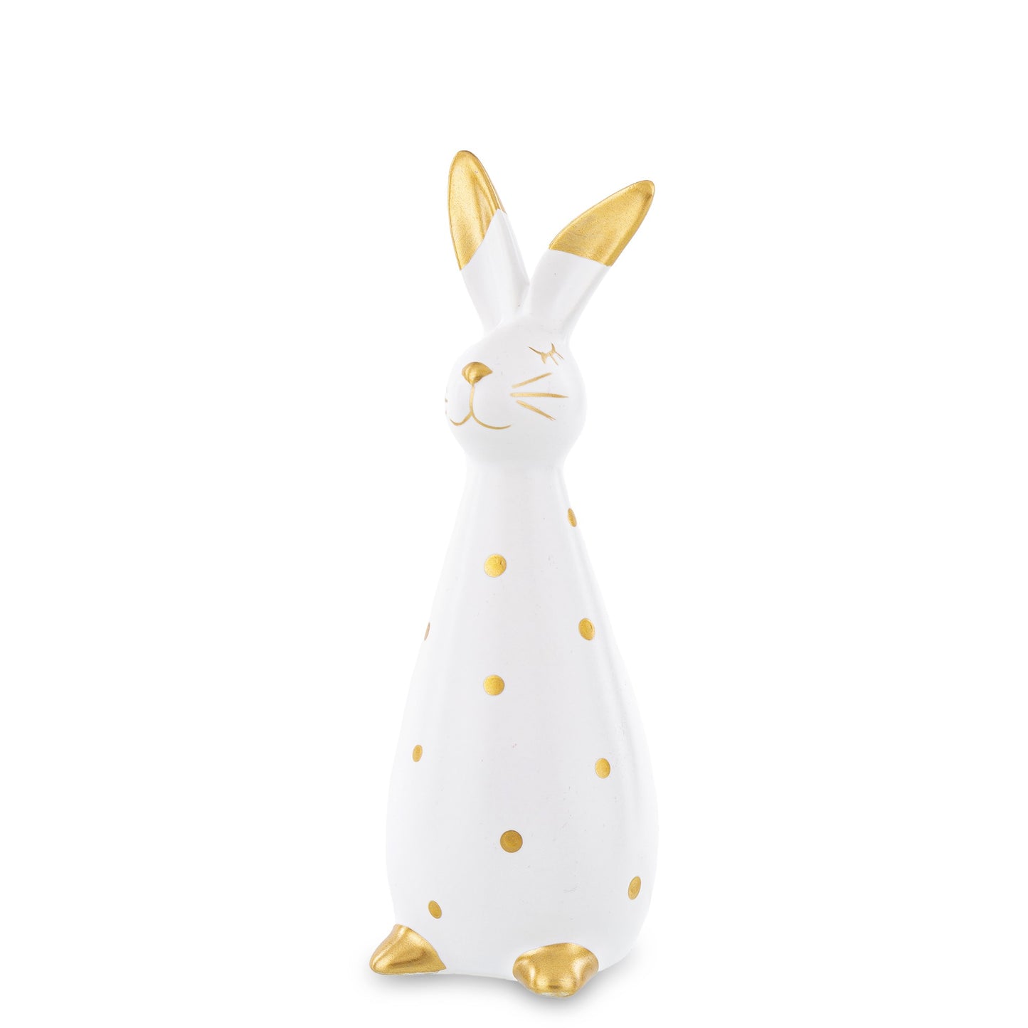 Iepure ceramic alb auriu 19x6,5x7 cm, decor interior și cadou, mentha - flori, cadouri și decorațiuni