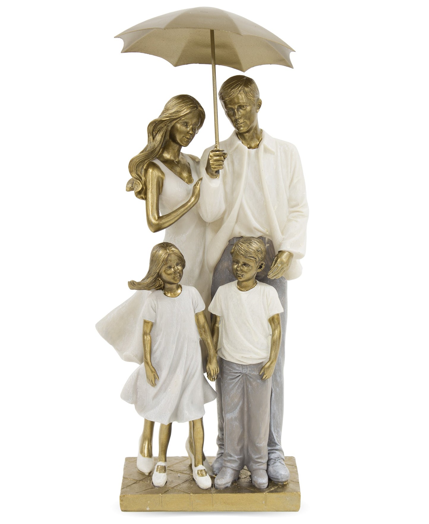 Figurină cuplu sărut sub umbrelă, 17x16x5,5 cm, cadou romantic și decor.
