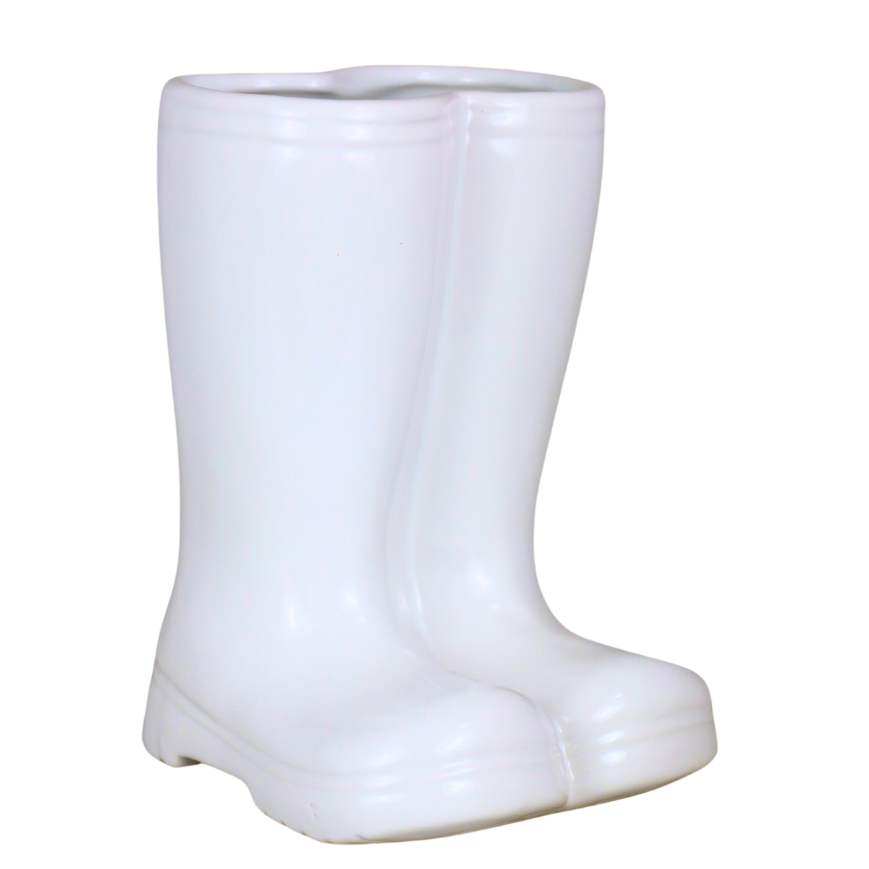 Vază ceramică cizme galbene, dimensiuni 25x16x16 cm, perfectă pentru un decor vesel și inovator, aducând un aer jucăuș și colorat în spațiul tău.