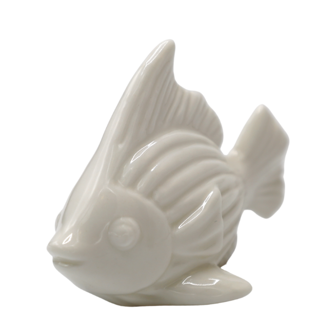 Mini figurină pește ceramică alb 6,5x3,5x4,5 cm