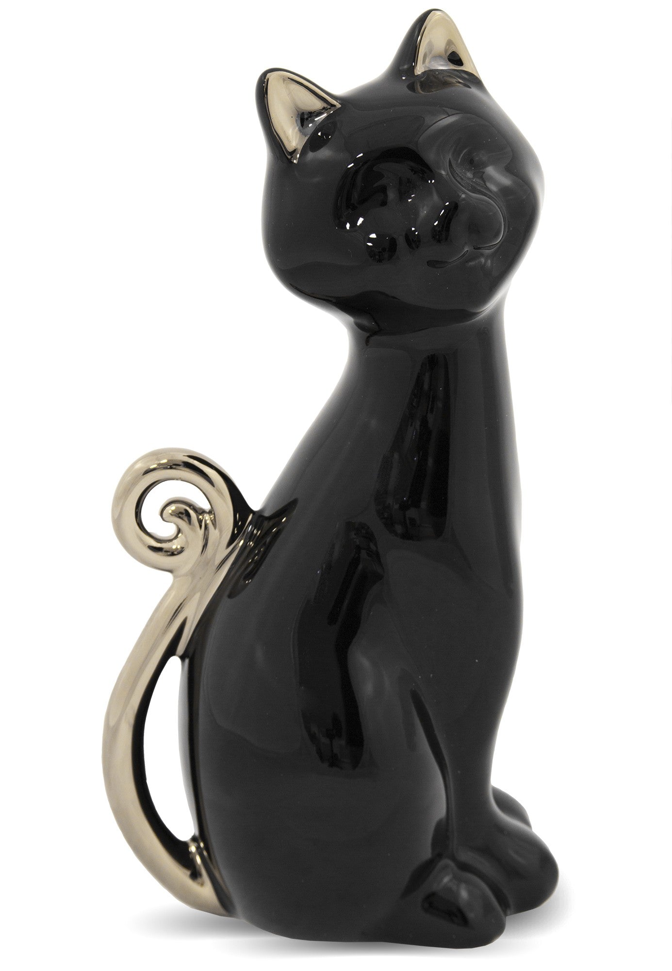 Figurină pisică ceramică, 21x11x8 cm, decor și cadou.