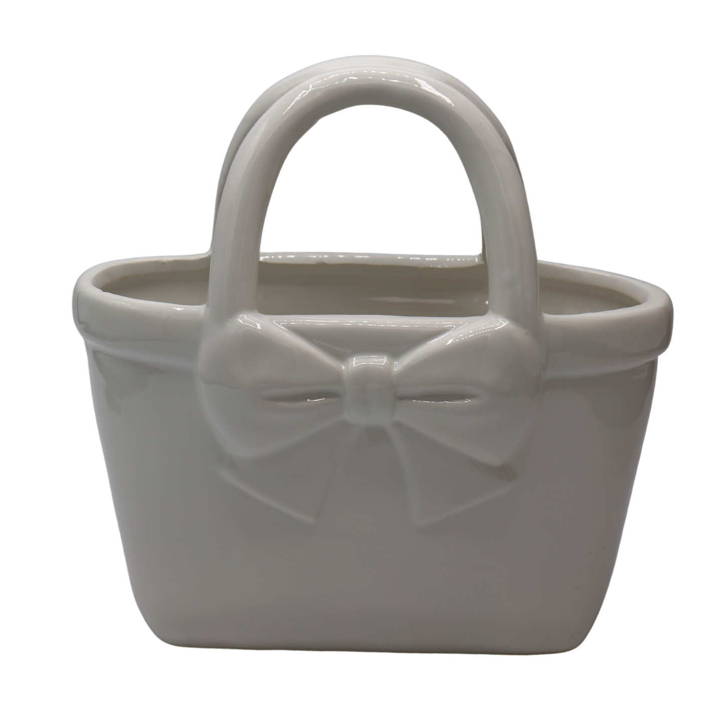Vază ceramică albă mare în formă de poșetă, 27x12,9x28cm, decor elegant și modern.