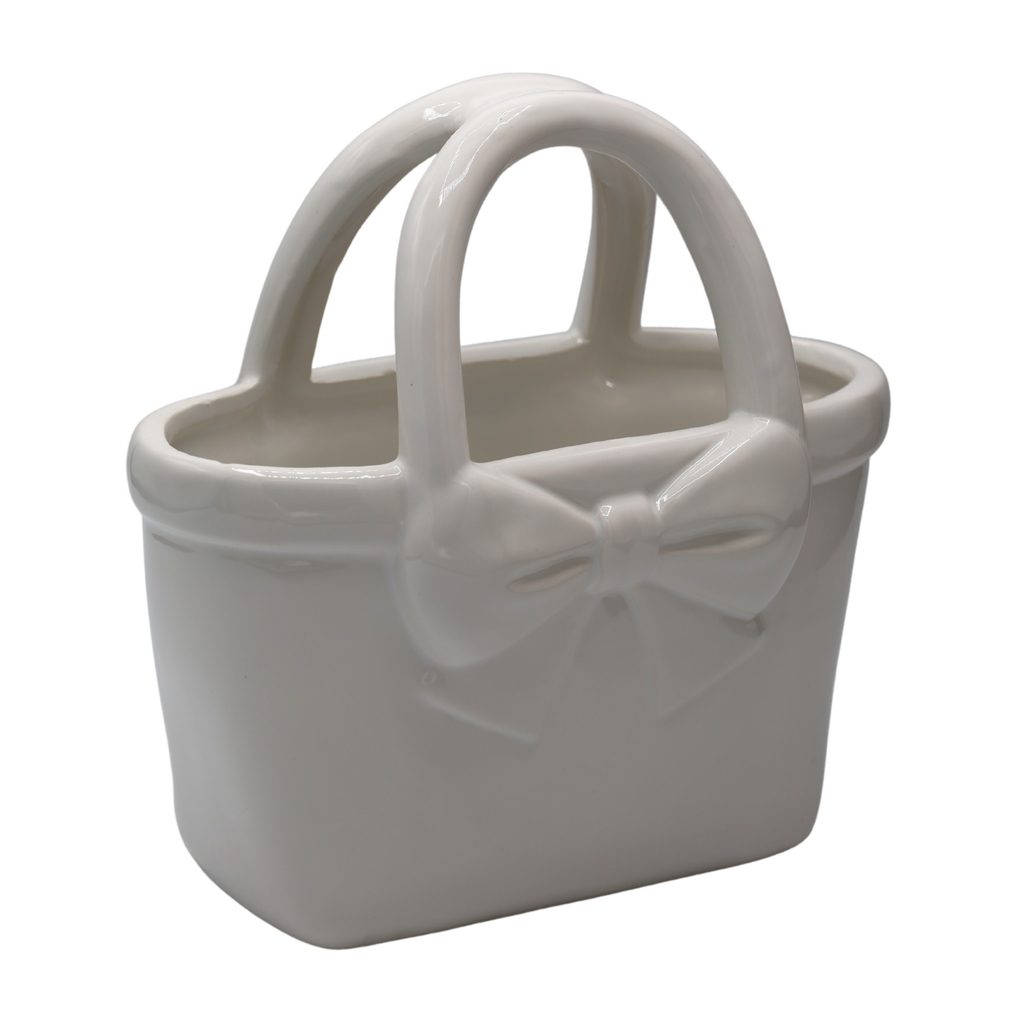 Vază ceramică poșetă albă mare 27x12,9x28cm