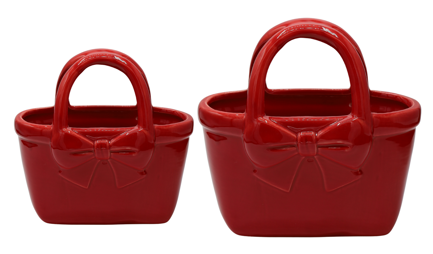 Vază ceramică albă în formă de poșetă 22,4x10,9x22,5 cm, cadou și decor rafinat, mentha - flori, cadouri și decorațiuni