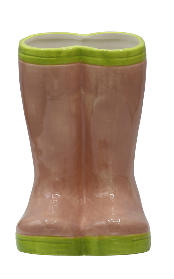 Vază ceramică cizme roz-verde 21,5x19x26,5 cm