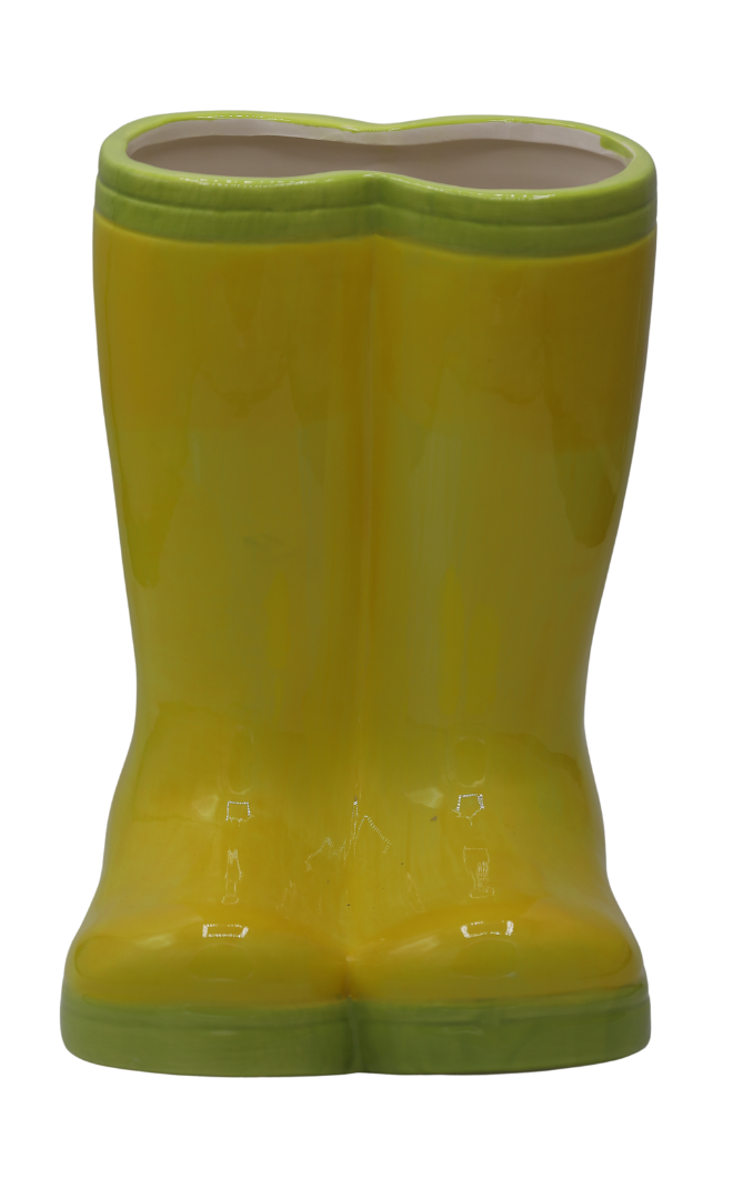 Vază ceramică cizme galben-verde 18,7x13x23,5 cm