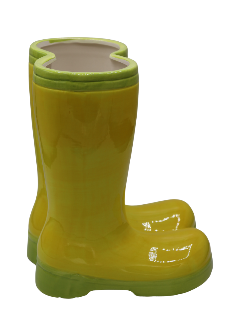 Vază ceramică cizme galben-verde 18,7x13x23,5 cm