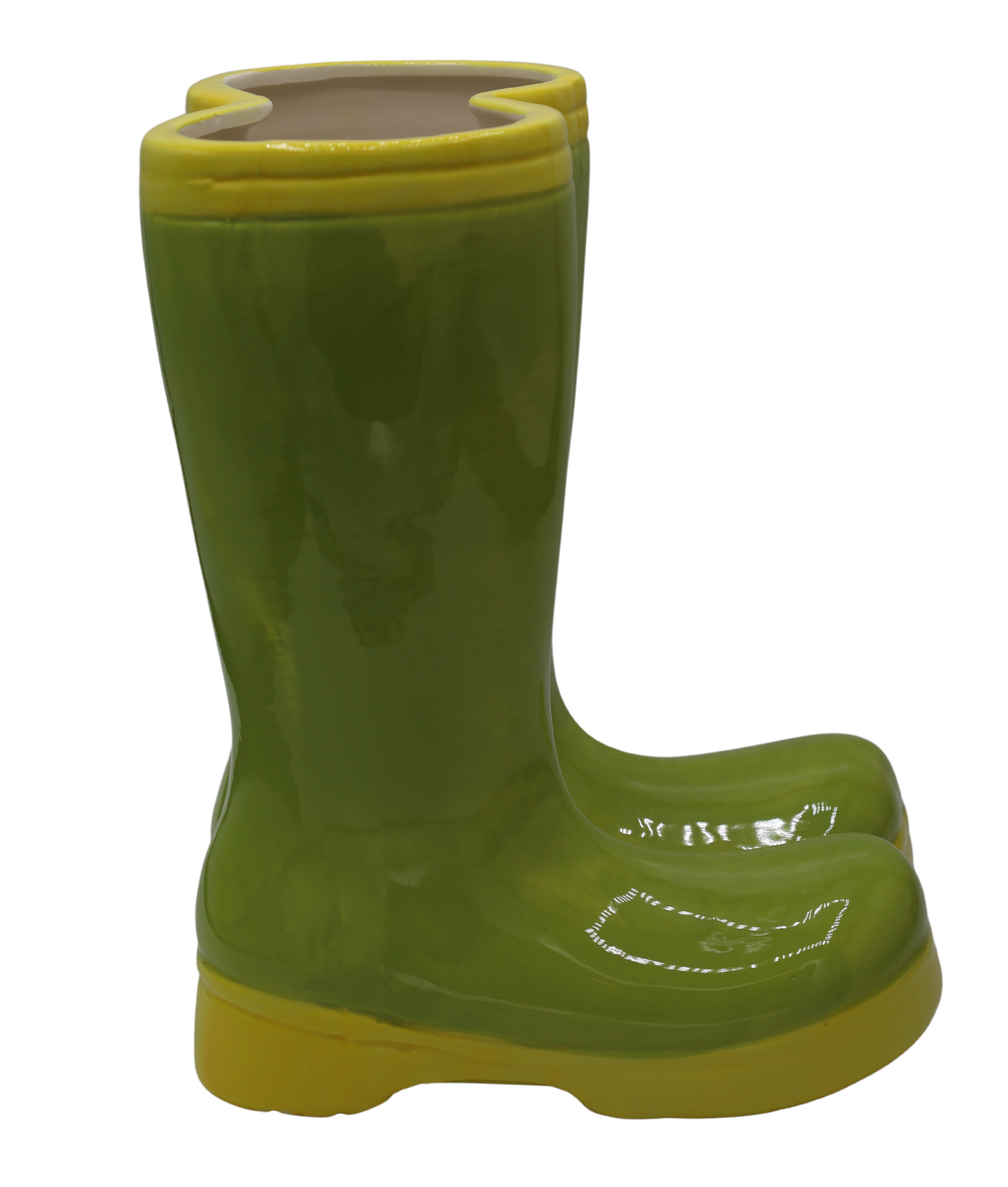 Vază ceramică cizme verde galben 18,7x13x23,5 cm