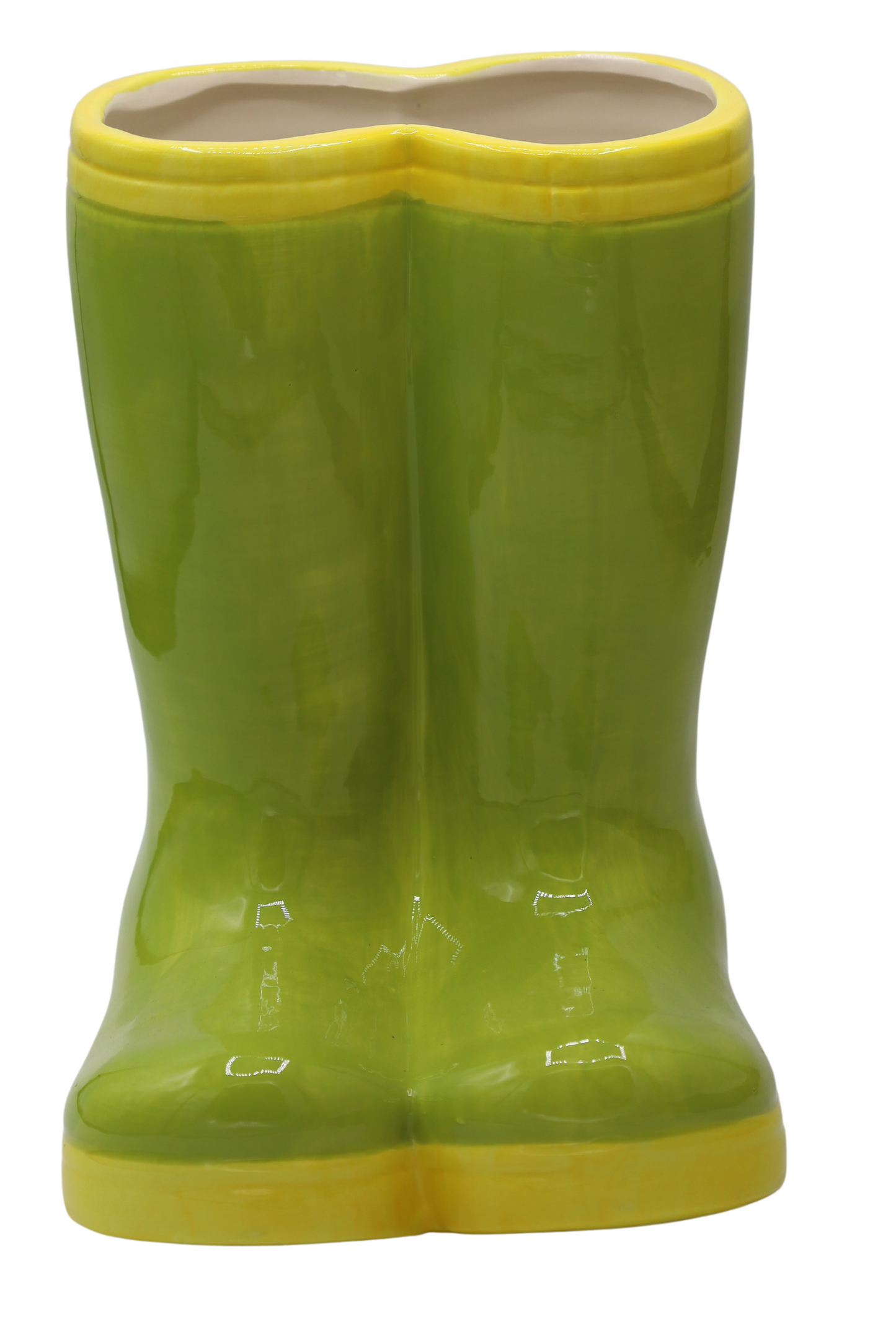 Vază ceramică cizme verde galben 18,7x13x23,5 cm