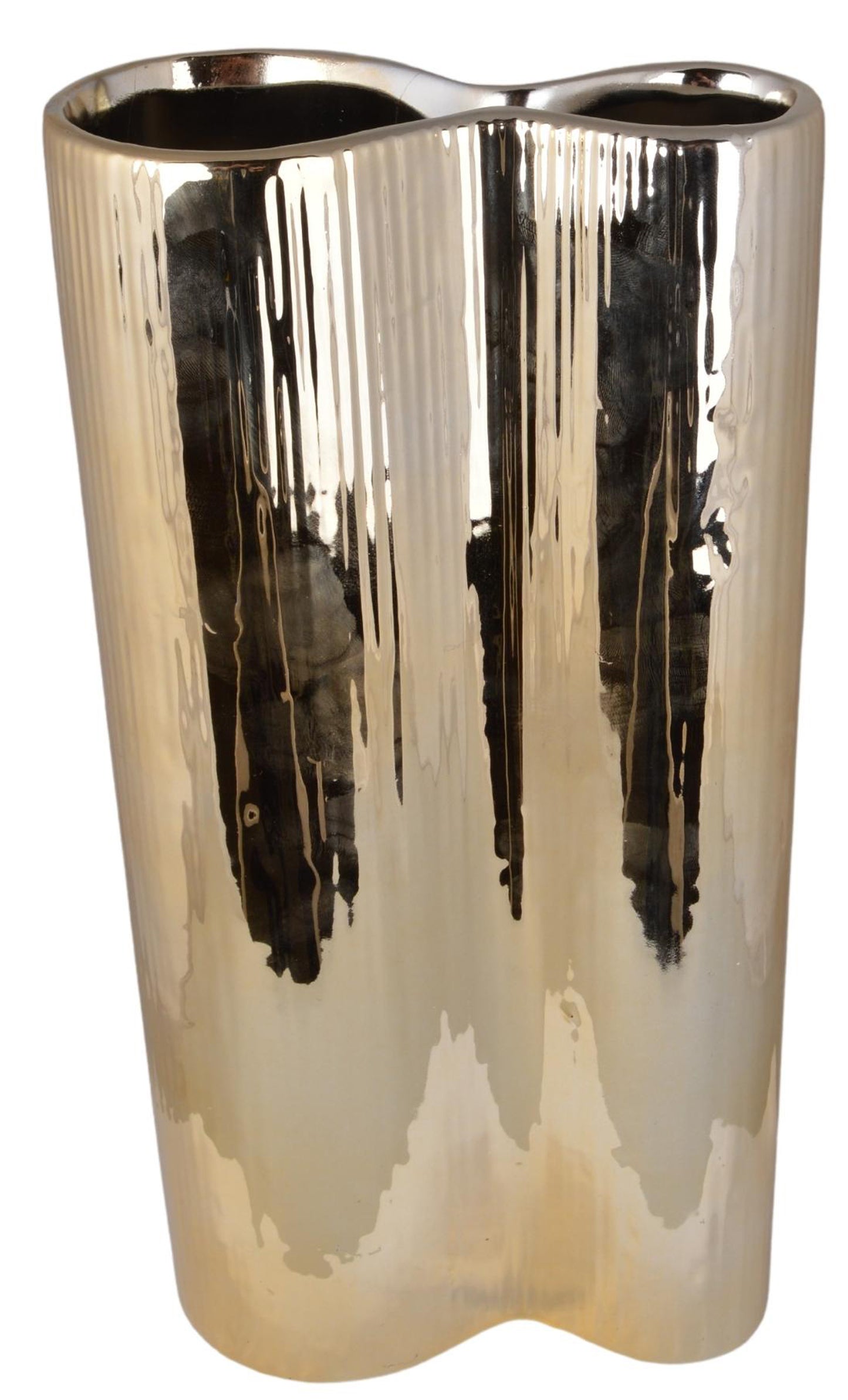 Vază ceramică aurie 15x7x25,5 cm pentru flori și decor interior luxos