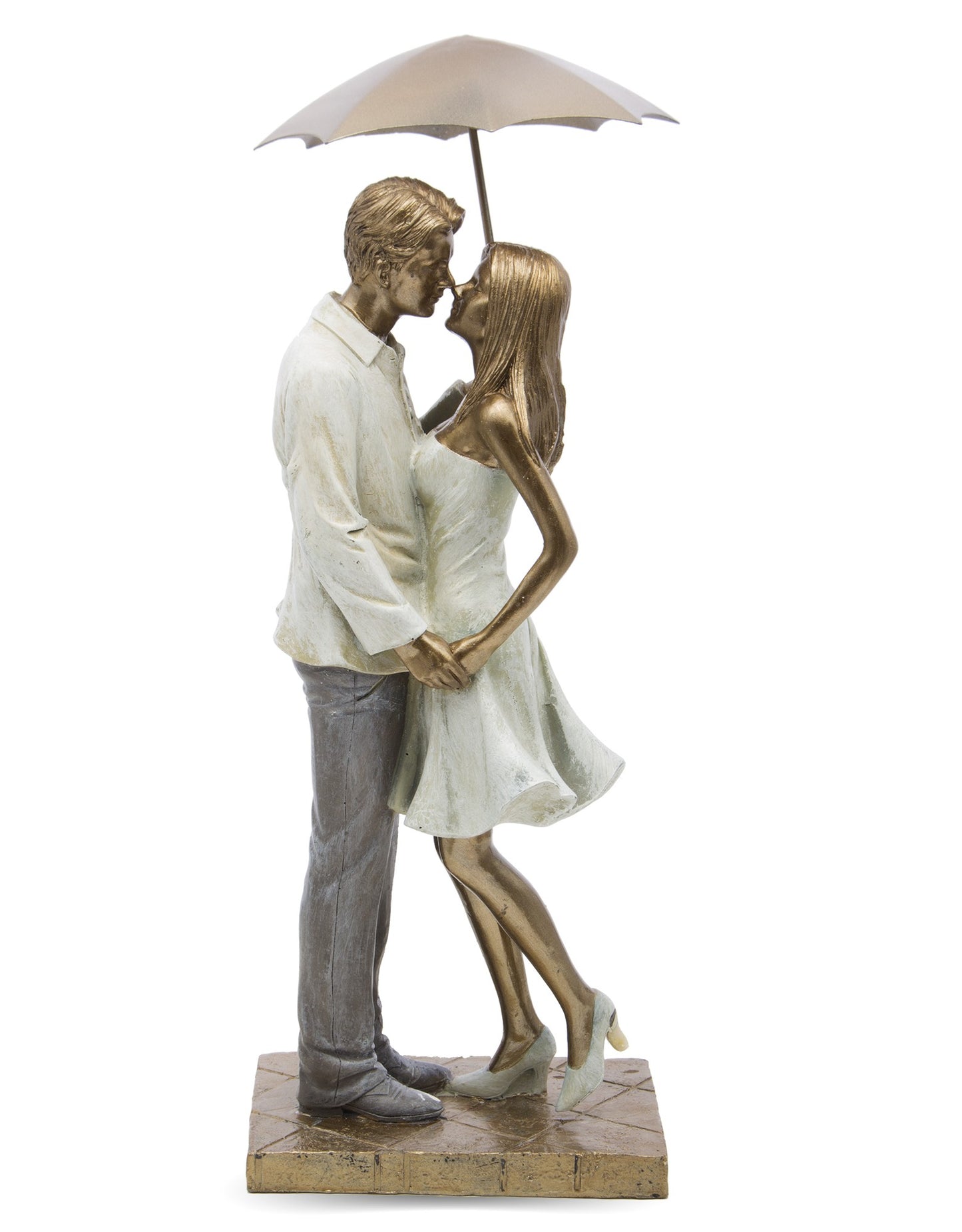 Figurină cuplu cu umbrelă 38x14x15 cm, perfectă pentru un accent romantic și elegant în decorul tău.