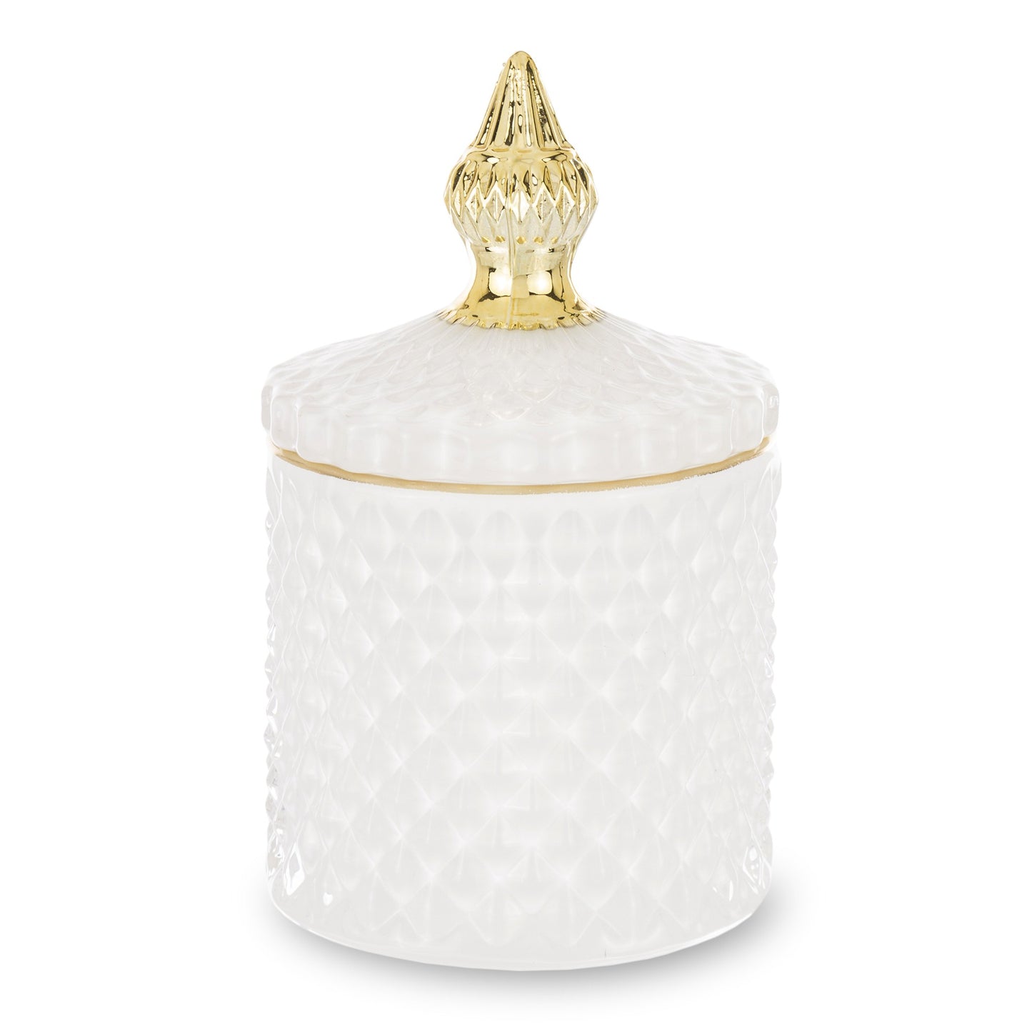 Bombonieră sticlă alb auriu 14,5x8,5x8,5 cm, cadou elegant și decorativ, mentha - flori, cadouri și decorațiuni